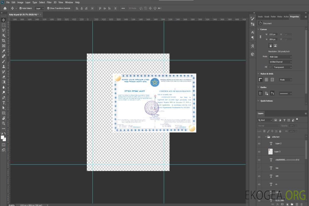 Certificat d'enregistrement en Éthiopie template